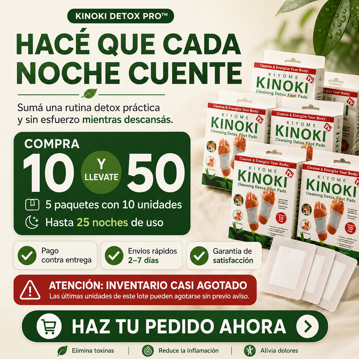 Kinoki Detox Pro - Compre 10 y Llevate 50 | Últimas Unidades