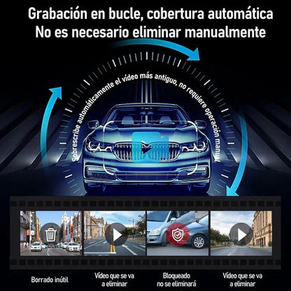 Retrovisor Inteligente ProVisionHD con Cámara Doble — Frontal 1080p + Reversa con Líneas de Guías